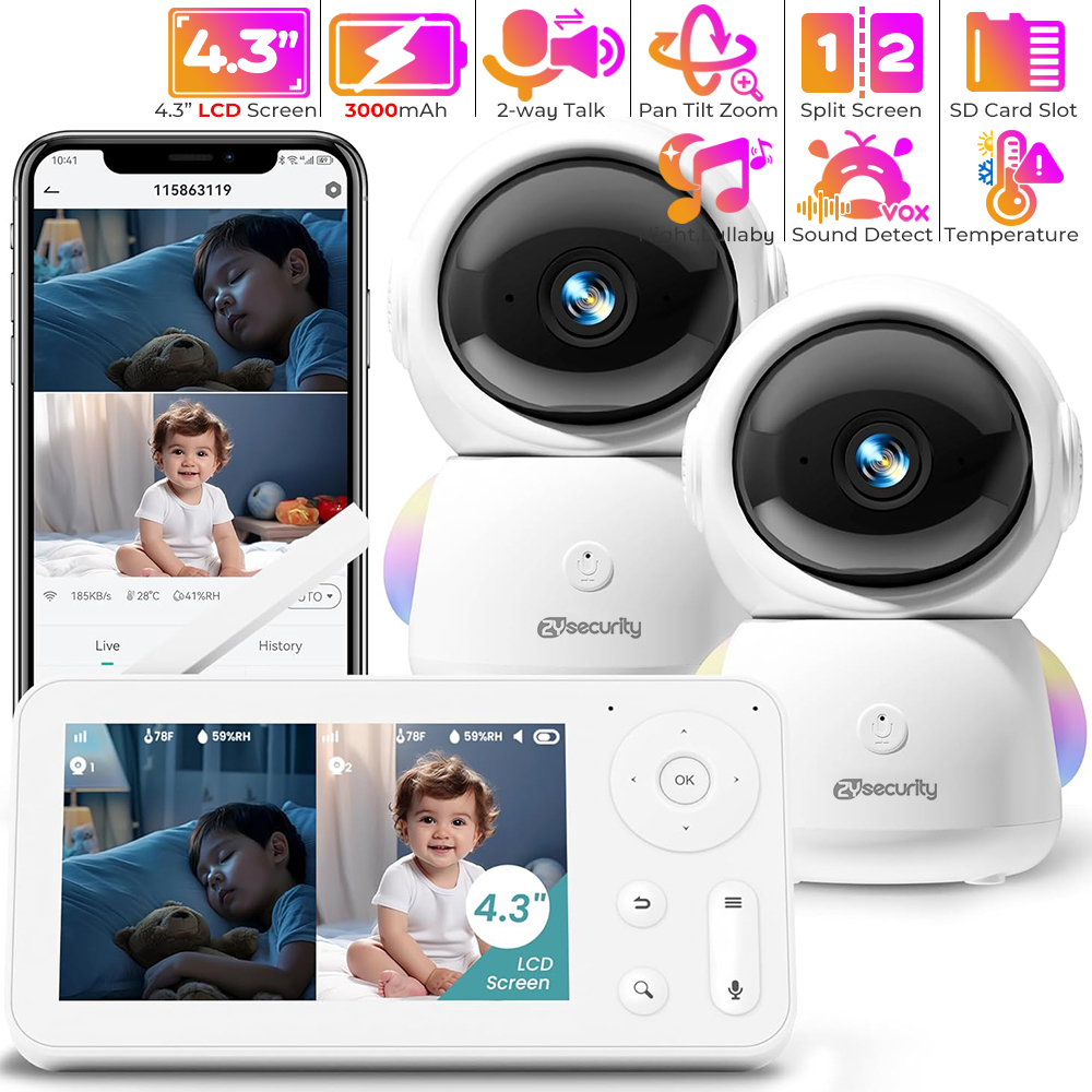 2K Baby Monitor with 2 Cameras - Baby Nursery Music recension och pris