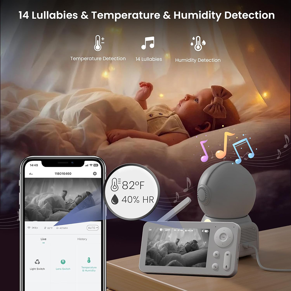 2K Baby Monitor with 2 Cameras - Baby Nursery Music recension och pris