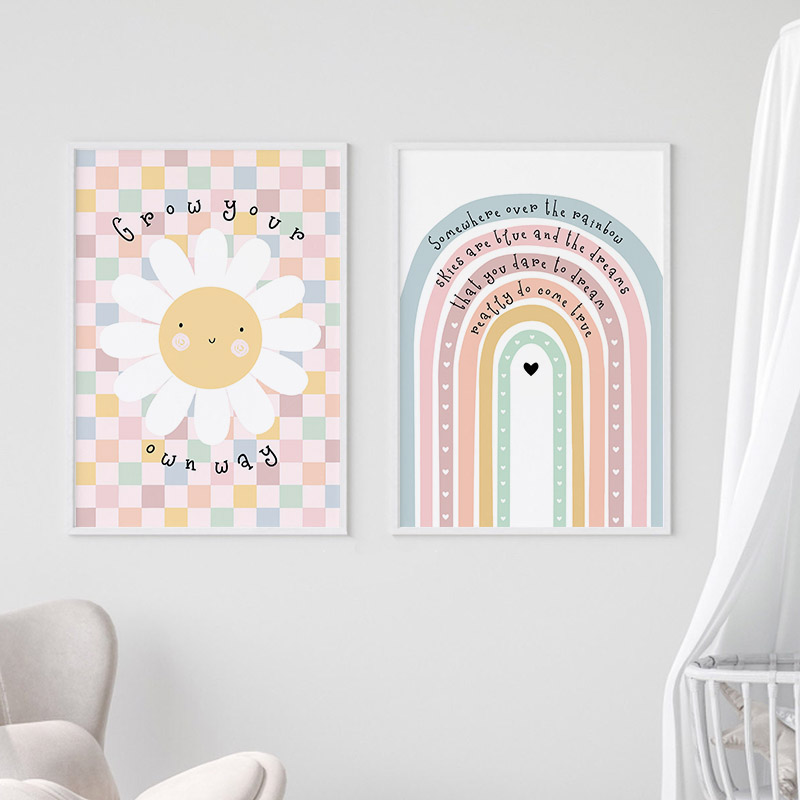 Sun Flower Rainbow Cloud Heart - Baby Nursery Art recension och pris