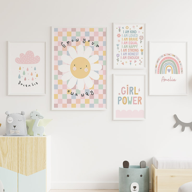 Sun Flower Rainbow Cloud Heart - Baby Nursery Art recension och pris