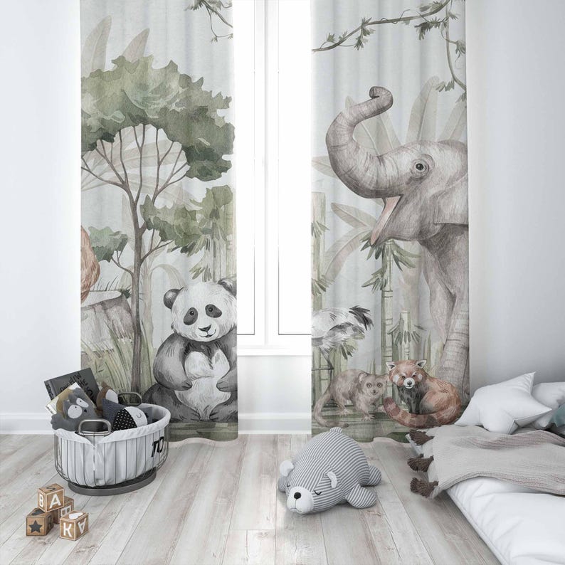 Safari Animals Curtains Kids B - Baby Nursery Curtains recension och pris