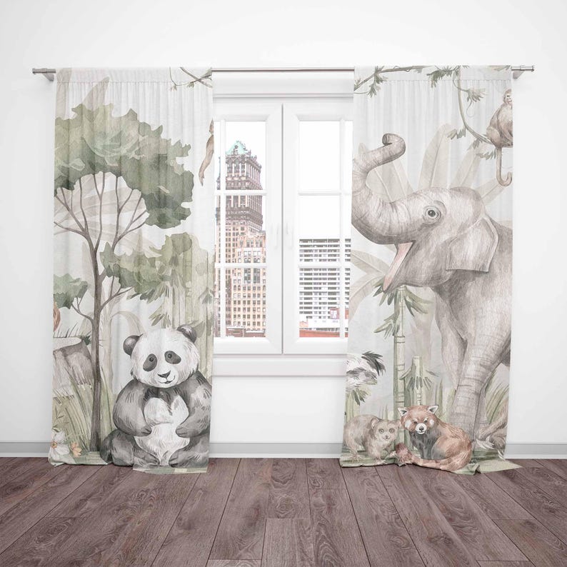 Safari Animals Curtains Kids B - Baby Nursery Curtains recension och pris